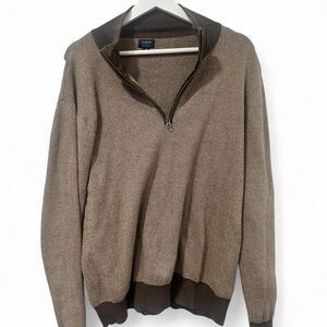 J Crew Mens Brown Quarter Zip 100 Percent Cotton Knit Sweater Size M